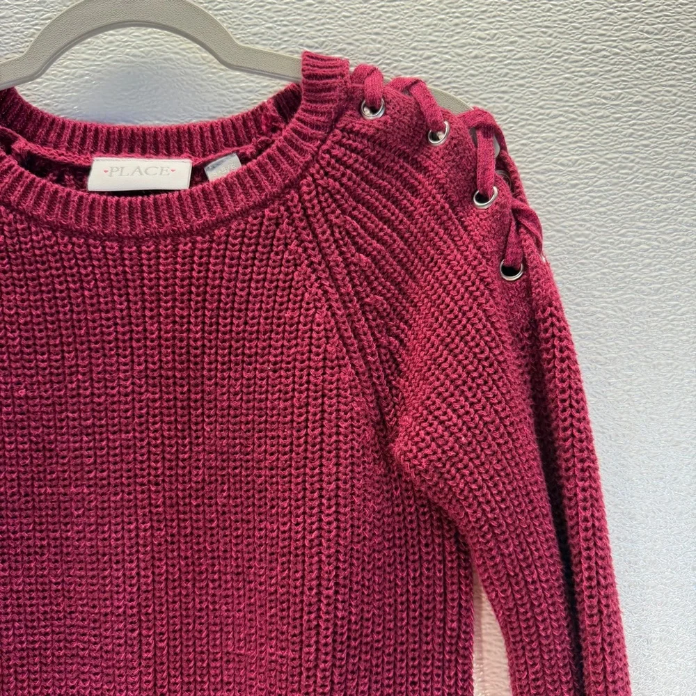 The Children’s‎ Place Burgundy Lace-Up Shoulder Knit Sweater 5/6